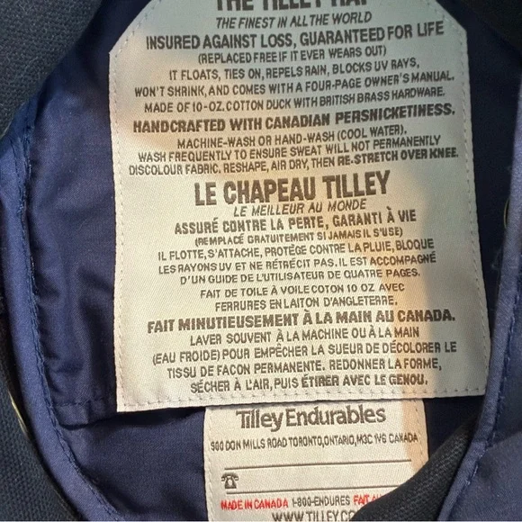 Tilley Classic T3 Hat, Size 7 1/8” Navy Blue